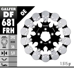 GALFER tarcza hamulcowa przód / tył harley-davidson (292X56X5) pływająca skull (wzór czaszki)