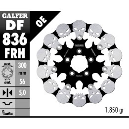GALFER tarcza hamulcowa tył harley-davidson (300X56X5) pływająca skull (wzór czaszki)