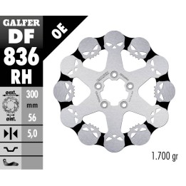 GALFER tarcza hamulcowa tył harley-davidson (300X56X5) skull (wzór czaszki)