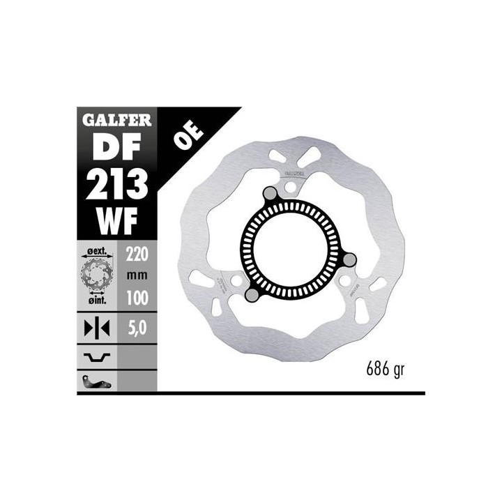 GALFER tarcza hamulcowa tył kawasaki ninja 300 r sp (ABS) '13-, ninja 400 / ABS '18-, z 400 '20- (220X100X5MM) wave