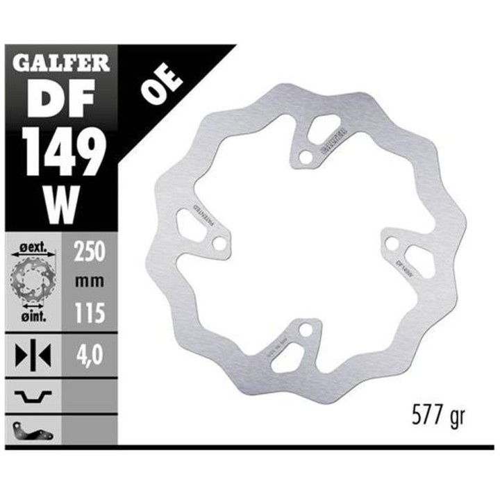 GALFER tarcza hamulcowa tył kawasaki kx 250F/X '20-, kx 450F '19- wave (250X115X4MM)