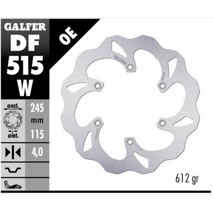 GALFER tarcza hamulcowa tył yamaha yz 125 '18-'22, yz 250F/450F '18-'20 wave (245X115X4MM)