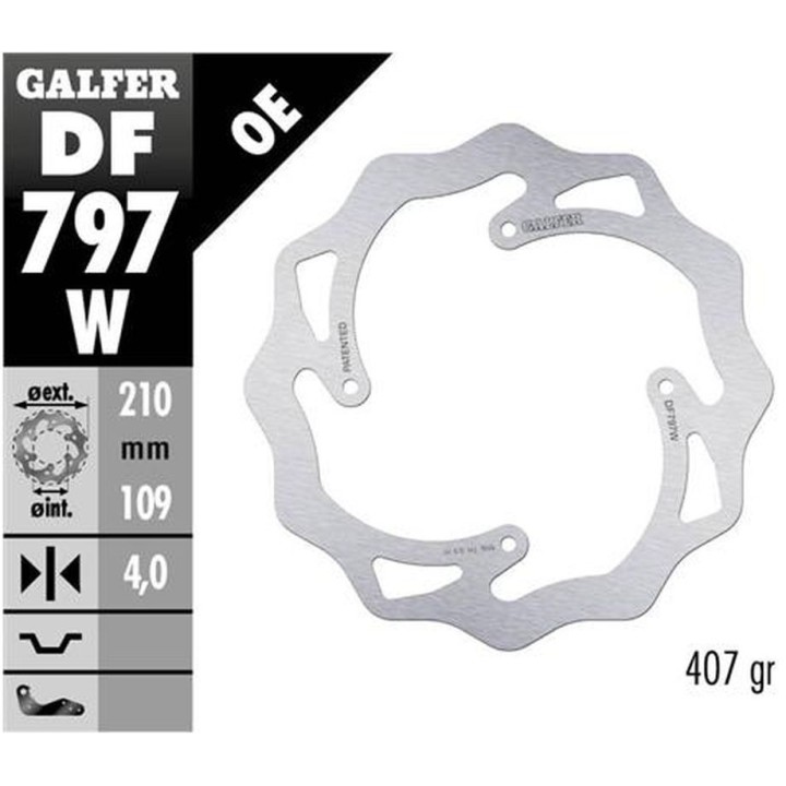 GALFER tarcza hamulcowa tył ktm SX 85 '11-'20, SX 150 '15-'18, freeride 250/350 '13-, freeride e '12-, wave (210X106X4MM)