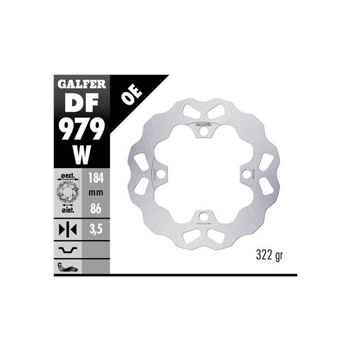 GALFER tarcza hamulcowa tył yamaha yxr 700 rhino '08- wave (184X86X3,5MM)