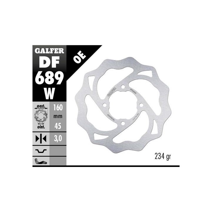 GALFER tarcza hamulcowa tył ktm 65 SX '98-'22, gas gas mc 65 '21-22 (160X45X3) (4X6,5MM) wave