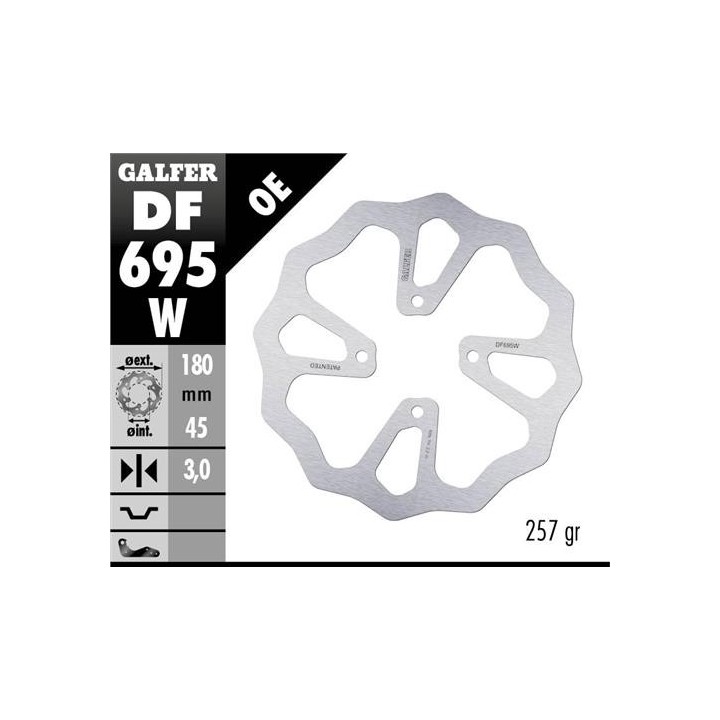 GALFER tarcza hamulcowa tył ktm 65 SX '23-'24; husqvarna tc 65 '23-'24; gas gas mc 65 '23-'24 (180X45X3) (4X6,25MM) wave
