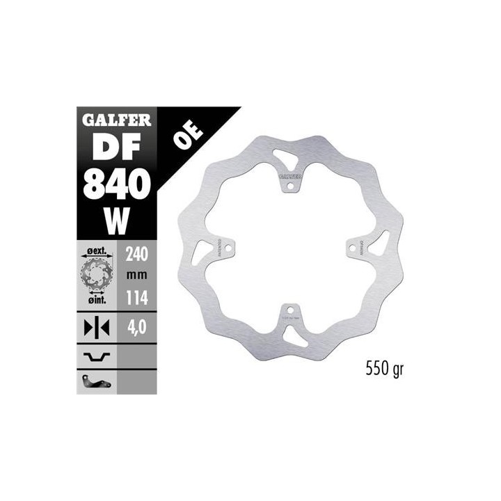 GALFER tarcza hamulcowa tył tm racing MX 125-530 15-21, en 125-530 '15-21, smr 450/530/660 '15- (240X114X4MM) (4X6,25MM) wave