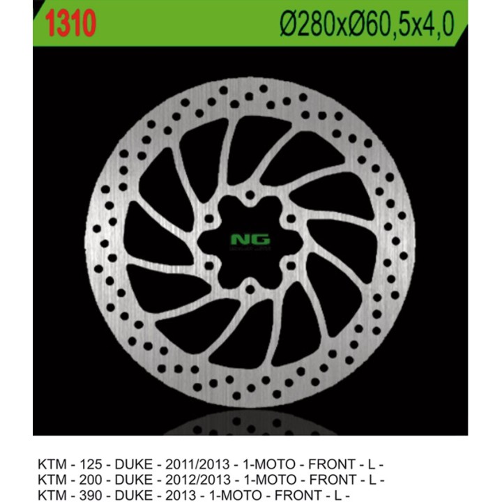 NG tarcza hamulcowa przód ktm 125/200 duke '11-'13, 390 duke '13-'14 (280X60,5X4,0) (6X10,25MM)