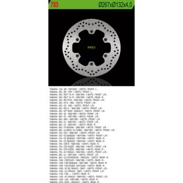 NG tarcza hamulcowa przód/tył yamaha xj 600/900, XJR1300, MT01, xv 750/1100 (267X132X4) (6x8,25mm)