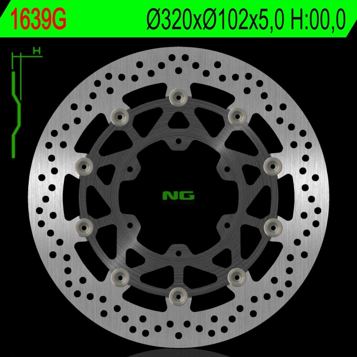 NG tarcza hamulcowa przód suzuki gsxr ABS 1000 17-19 (320X102X5,0MM) (6X8,5MM) pływająca (środek aluminiowy)