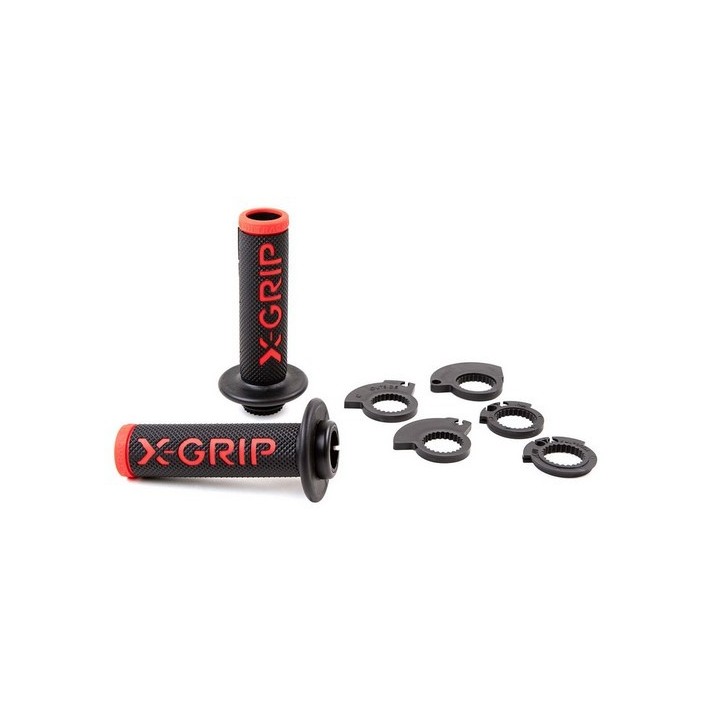 Kierownice i osprzęt X-GRIP manetki (gripy) braaaap grips lock-on-grip (z adapterami rolgazu) red open end (z otworem)