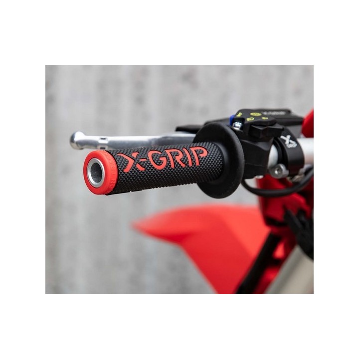 Kierownice i osprzęt X-GRIP manetki (gripy) braaaap grips lock-on-grip (z adapterami rolgazu) red open end (z otworem)