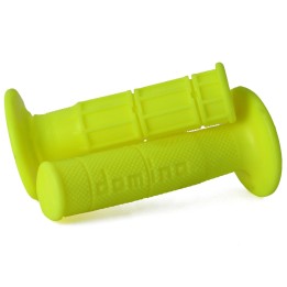 Kierownice i osprzęt DOMINO manetki (gripy) off road jednoskładnikowe ultra soft (22+25MM, DŁ.120/123M) bez otworu żółty fluo