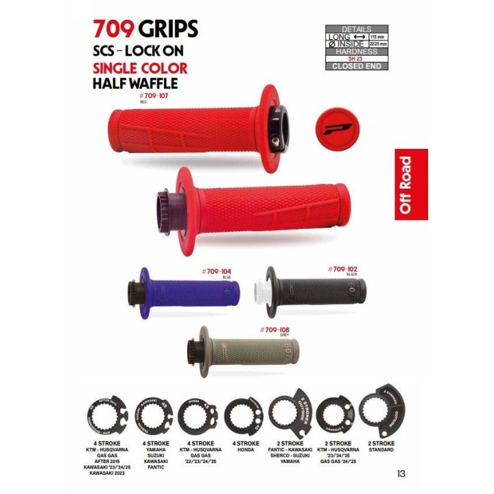 Kierownice i osprzęt PROgrip manetki PG709 off road z blokadą scs lock-on + 7 adapterów rolgazu (22+25MM)