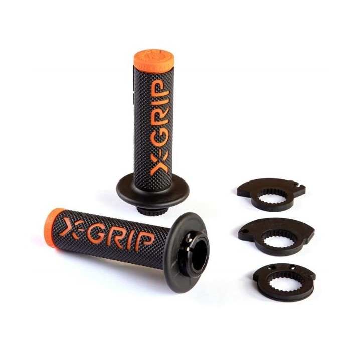 Kierownice i osprzęt X-GRIP manetki (gripy) braaaap grips lock-on-grip (z adapterami rolgazu) orange