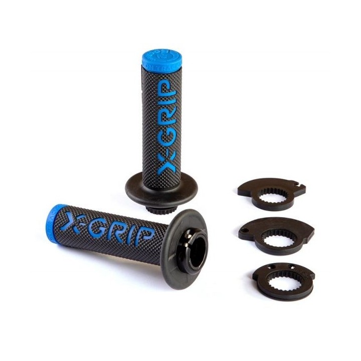 Kierownice i osprzęt X-GRIP manetki (gripy) braaaap grips lock-on-grip (z adapterami rolgazu) blue