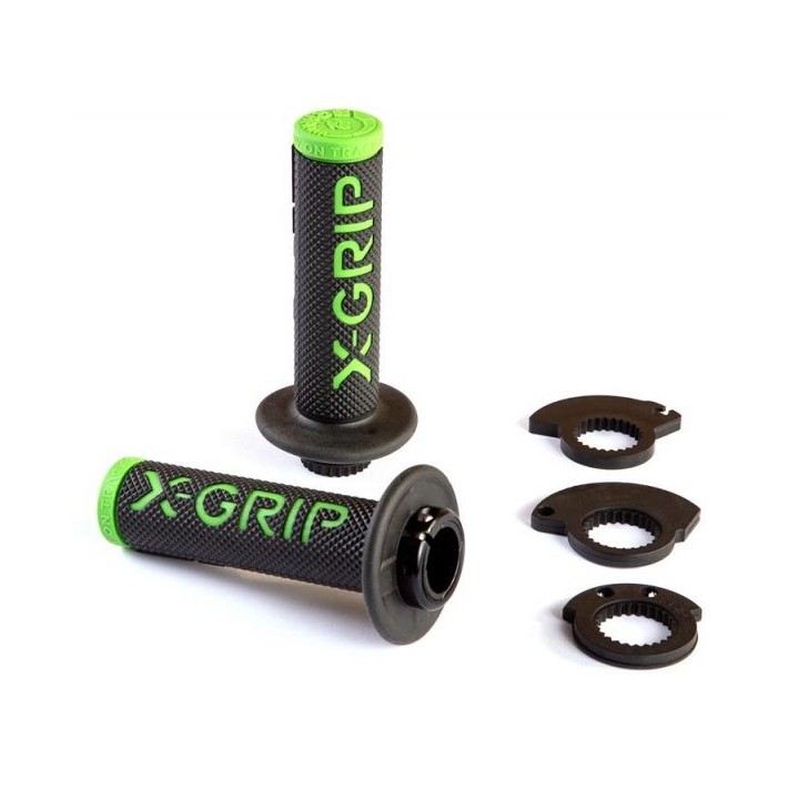 Kierownice i osprzęt X-GRIP manetki (gripy) braaaap grips lock-on-grip (z adapterami rolgazu) green