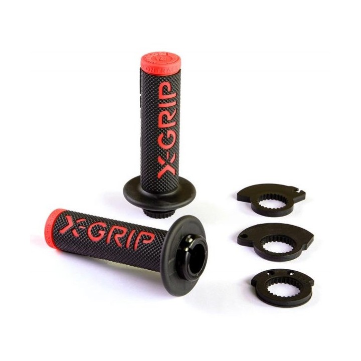Kierownice i osprzęt X-GRIP manetki (gripy) braaaap grips lock-on-grip (z adapterami rolgazu) red