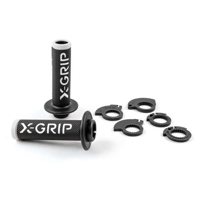 Kierownice i osprzęt X-GRIP manetki (gripy) braaaap grips lock-on-grip (z adapterami rolgazu) white open end (z otworem)