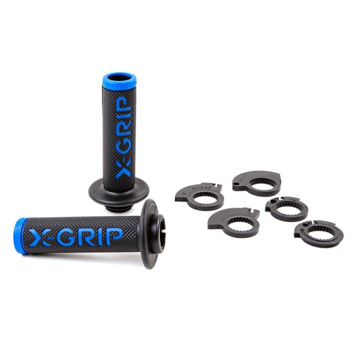 Kierownice i osprzęt X-GRIP manetki (gripy) braaaap grips lock-on-grip (z adapterami rolgazu) blue open end (z otworem)
