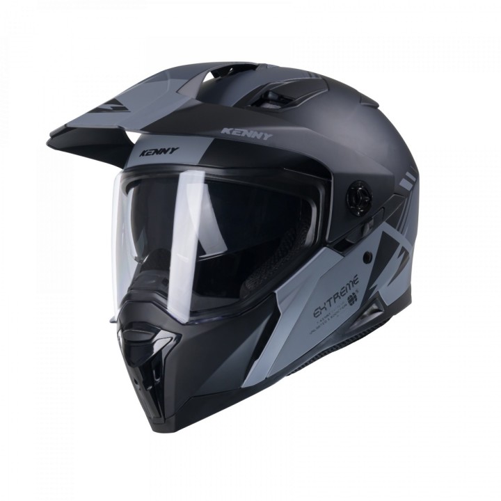 KENNY RACING KASK DUAL ADVENTURE MODEL EXTREME GRAPHIC BLACK/GREY MATT - 58 CM )