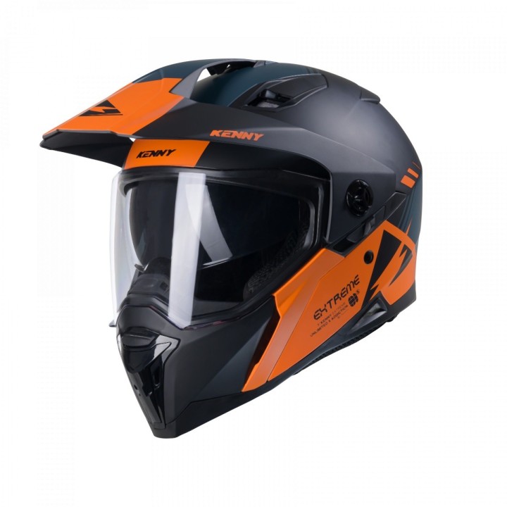 KENNY RACING KASK DUAL ADVENTURE MODEL EXTREME GRAPHIC ORANGE/PETROL MATT - 56 CM)