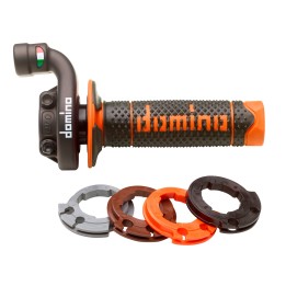 Kierownice i osprzęt DOMINO rolgaz kompletny z manetkami off road ktm/husqvarna/gasgas 4T (czarna obudowa)