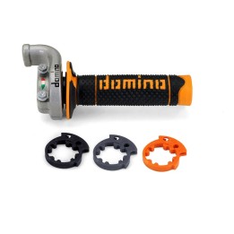 Kierownice i osprzęt DOMINO rolgaz kompletny z manetkami off road ktm/husqvarna/gasgas 4T (srebrna obudowa)