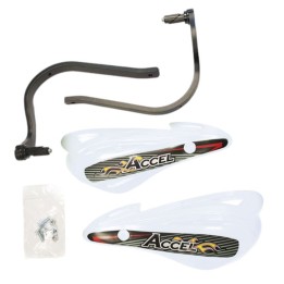 Kierownice i osprzęt ACCEL osłony rąk (handbary) z mocowaniem aluminiowym ATV (22+28MM) (alu-czarny, plastik-biały)