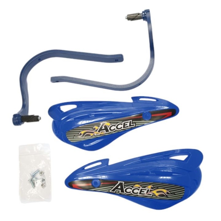 Kierownice i osprzęt ACCEL osłony rąk (handbary) z mocowaniem aluminiowym ATV (22+28MM) (alu-niebieski, plastik-niebieski)