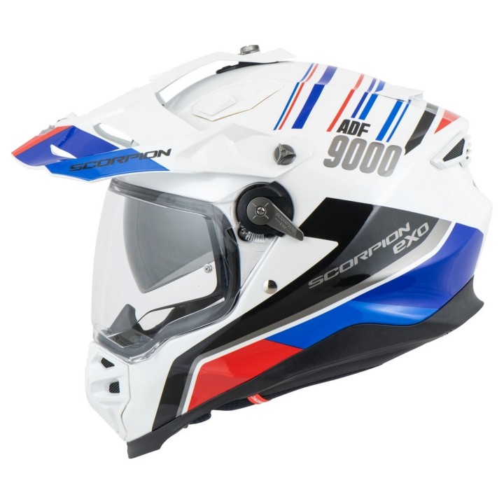 SCORPION KASK DUAL ENDURO / ADVENTURE ADF-9000 AIR DESERT WHITE/BLUE/RED