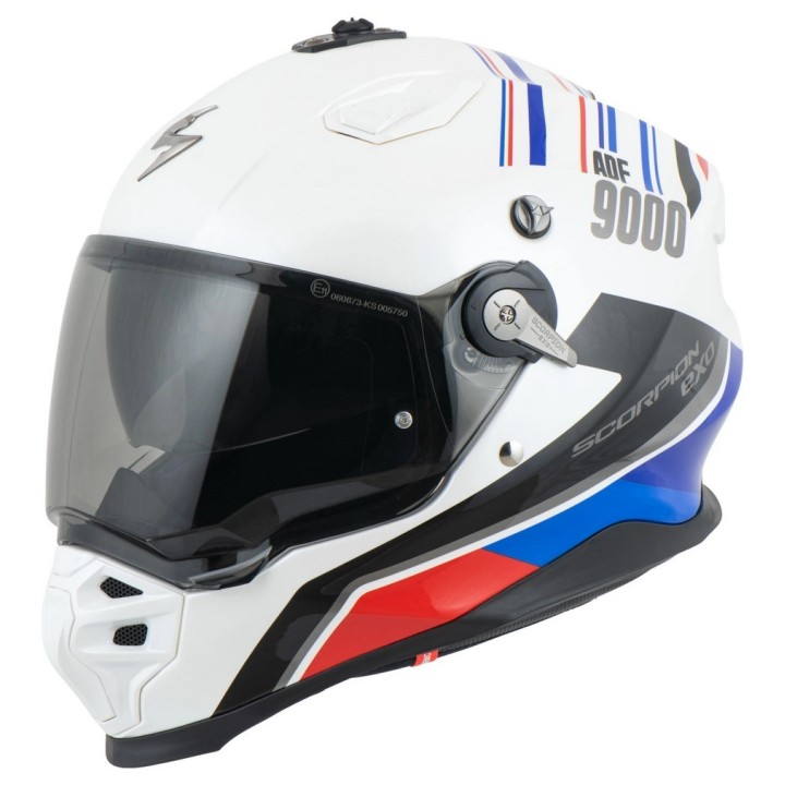 SCORPION KASK DUAL ENDURO / ADVENTURE ADF-9000 AIR DESERT WHITE/BLUE/RED
