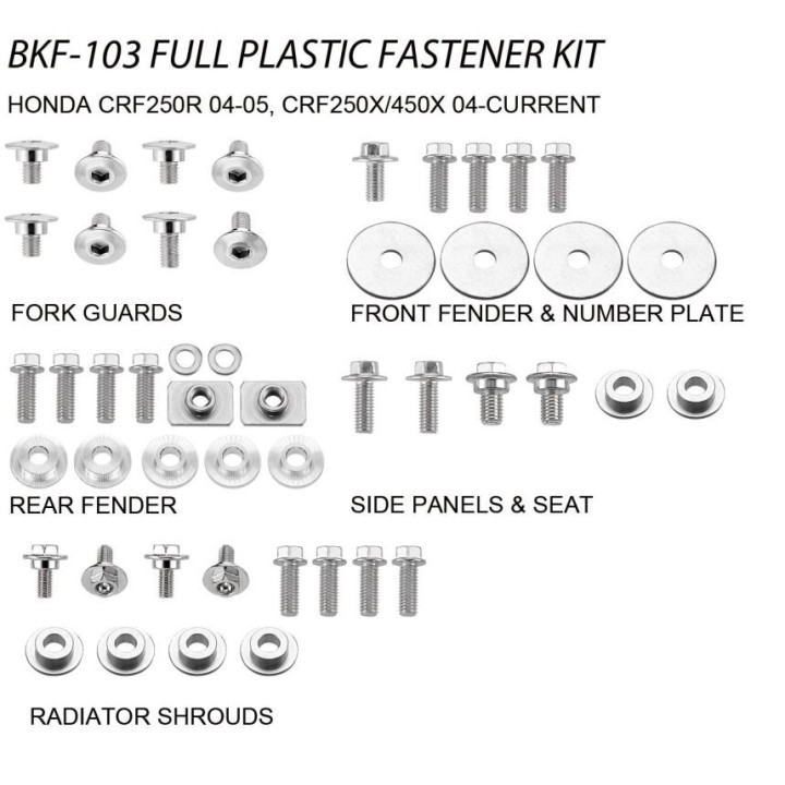 Nadwozie – pozostałe ACCEL komplet śrub do plastików honda crf 250R '04-05, crf 250/450X '04-20 (BKF-103)