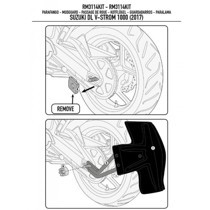 Plastiki i naklejki KAPPA mocowanie błotnika KRM01 i KRM02 suzuki dl 1000 v-strom (17-19) dl 1050 v-strom xt/de/se '20-'25 - za…