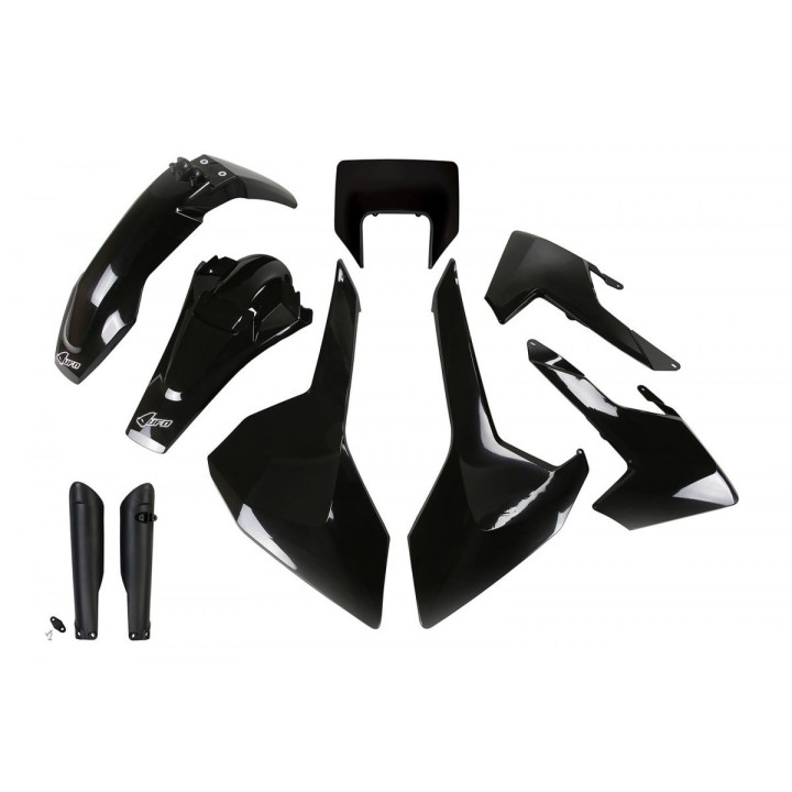 UFO komplet plastików (full kit) z osłonami teleskopów (amortyzatorów) husqvarna tx/te/fe '17-'19 z osłoną lampy