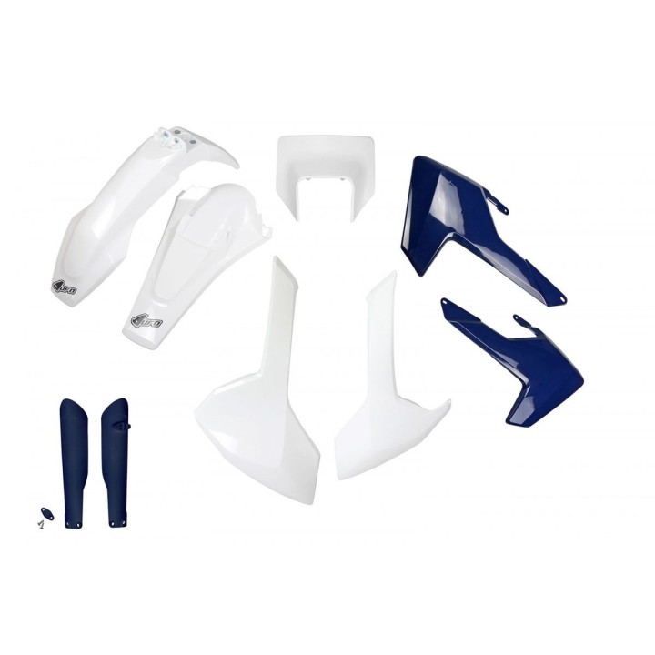 UFO komplet plastików (full kit) z osłonami teleskopów (amortyzatorów) husqvarna tx/te/fe '17-'19 z osłoną lampy