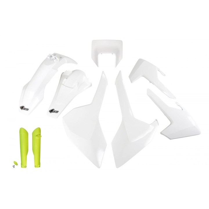 UFO komplet plastików (full kit) z osłonami teleskopów (amortyzatorów) husqvarna tx/te/fe '17-'19 z osłoną lampy