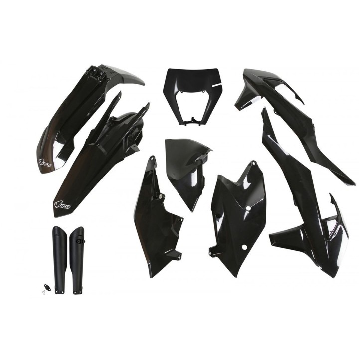 UFO komplet plastików (full kit) z osłonami teleskopów (amortyzatorów) ktm exc/exc-f tpi '17-'19 z osłoną lampy