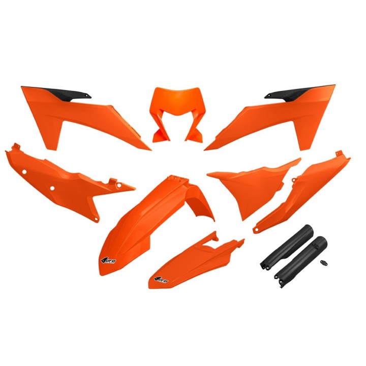 UFO komplet plastików (full kit) z osłonami teleskopów (amortyzatorów) ktm EXC 150 / 250 / 300 tbi '24-'25, exc-f 250 / 350 / 4…