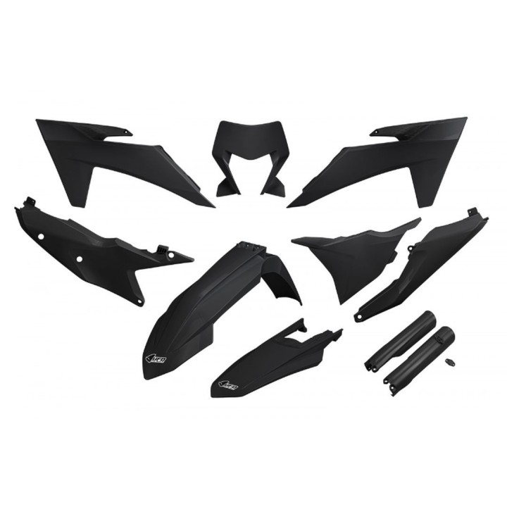 UFO komplet plastików (full kit) z osłonami teleskopów (amortyzatorów) ktm EXC 150 / 250 / 300 tbi '24-'25, exc-f 250 / 350 / 4…