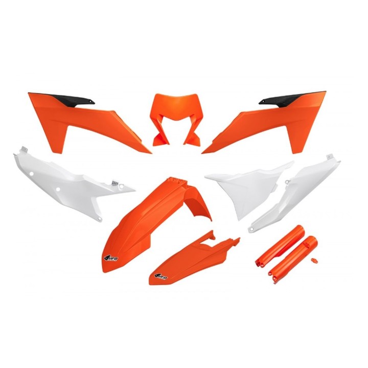 UFO komplet plastików (full kit) z osłonami teleskopów (amortyzatorów) ktm EXC 150 / 250 / 300 tbi '24-'25, exc-f 250 / 350 / 4…