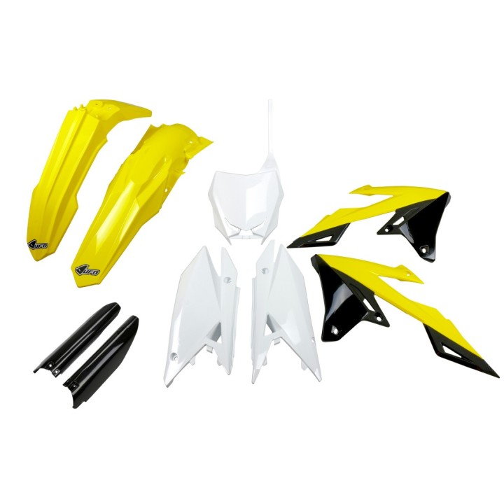UFO komplet plastików (full kit) z osłonami teleskopów (amortyzatorów) suzuki rmz 250 '19-'25, rmz 450 '18-'25