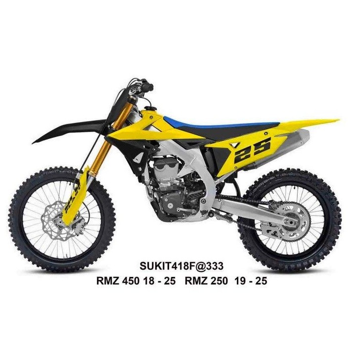 UFO komplet plastików (full kit) z osłonami teleskopów (amortyzatorów) suzuki rmz 250 '19-'25, rmz 450 '18-'25