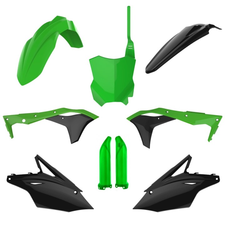 POLISPORT komplet plastików (full kit) kawasaki kx 250F '17-'20 w zestawie tablica przednia (8665900001) i osłony amortyzarorów…