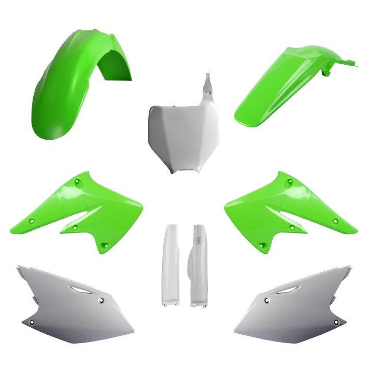 POLISPORT komplet plastików (full kit) kawasaki kx 250F '04-'05 w zestawie tablica przednia (8660800002) i osłony amortyzarorów…