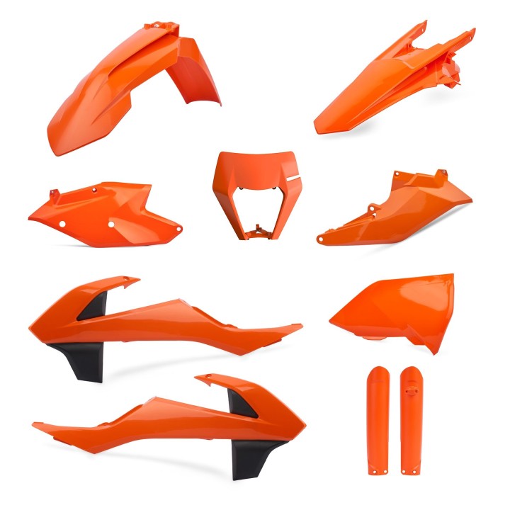 POLISPORT komplet plastików (full kit) ktm exc/exc-f tpi '17-'19 w zestawie osłona lampy (8666800002) i osłony amortyzatorów (8…