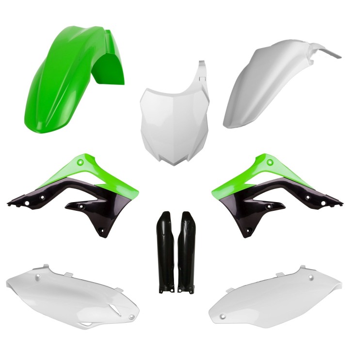 POLISPORT komplet plastików (full kit) kawasaki kx 450F '13-'15 w zestawie tablica przednia (8659200002) i osłony amortyzarorów…