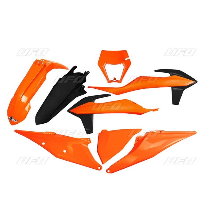 UFO komplet plastików ktm EXC 125 '20-'21, EXC 250 / 300 tpi '20-'23, exc-f 250 / 350 / 450 / 500 '20-'23 z osłoną lampy