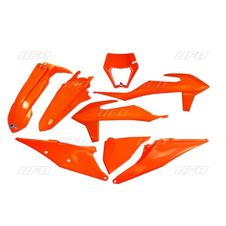 UFO komplet plastików ktm EXC 125 '20-'21, EXC 250 / 300 tpi '20-'23, exc-f 250 / 350 / 450 / 500 '20-'23 z osłoną lampy
