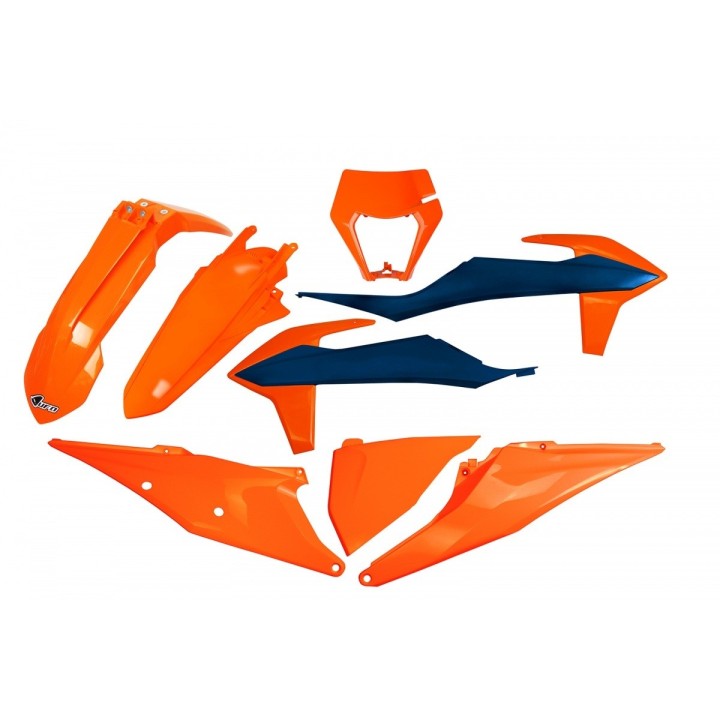 UFO komplet plastików ktm EXC 125 '20-'21, EXC 250 / 300 tpi '20-'23, exc-f 250 / 350 / 450 / 500 '20-'23 z osłoną lampy